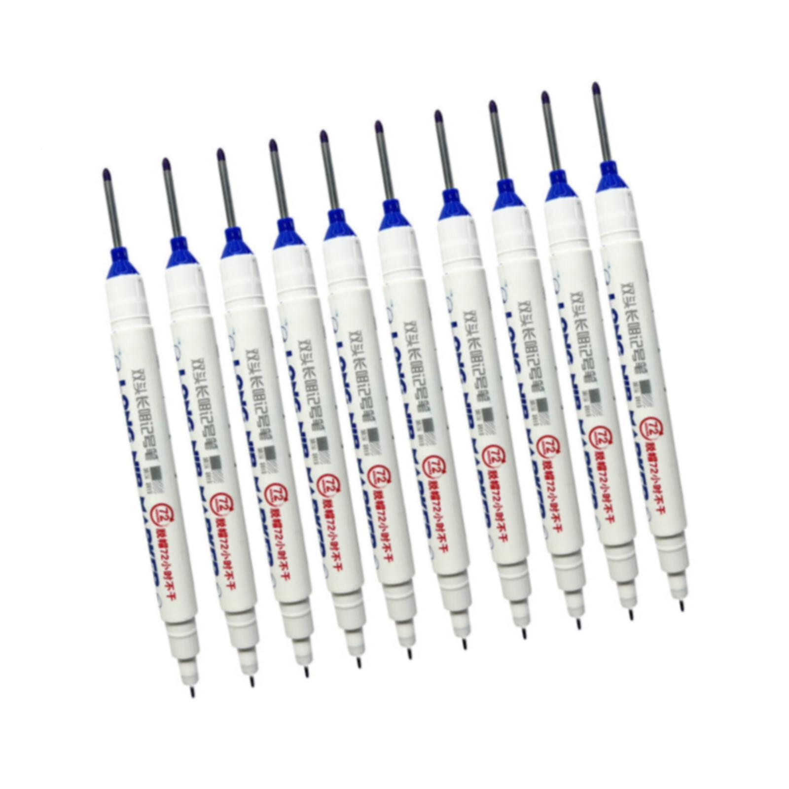 Magideal - 10 Piezas Marcador De Agujeros Profundos Lápiz De Carpintería Doble Punta Marcado Preciso Material Pp Secado Rápido Adecuado Para Construcción Decora Azul