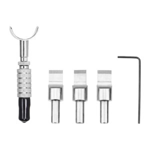 Magideal - Cuchillo Giratorio Para Tallar Cuero, Herramienta Para Tallar Artesanía En Cuero, Artesanía En Cuero, Mango Antideslizante, Llave, Cuchillas De Repues