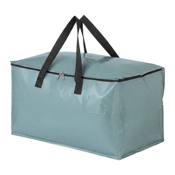 REGALWOVEN Bolsa Multipropósito Impermeable y Resistente de PP para Almacenamiento con Cierre de Cremallera para Organizar Edredones Azul Ceniza 27.2x14.2x13.8 pulgadas