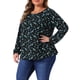 thumbnail image 4 of Agnes Orinda Blusas Casuales de Mujer Talla Grande para Escuela o Universidad con Estampado Floral Ditsy, Cuello Redondo, Manga Larga y Puño Elástico 1X Azul, 4 of 6