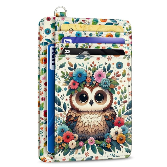 Tarjetero Floral Owl Con Bloqueo Rfid