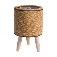 Magideal - Cesta Tejida Para Planta Con Patas Cesta Maceta Piso Maceta Exhibición Estable Moderna Cesta De Mimbre Maceta Para Salón Dormitorio Café , Cilindro Marrón Claro