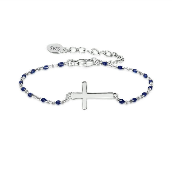 Brazalete cruz religiosa de plata de ley