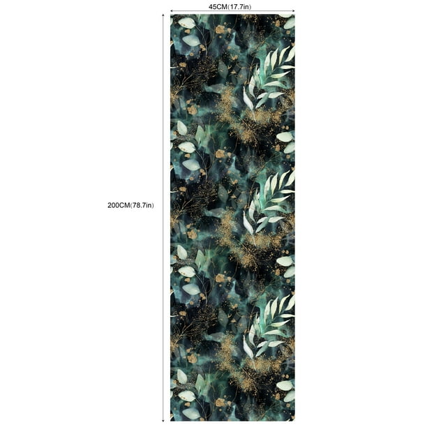 1pc Dark Green Background Flower Wallpaper, Green Flower Peel And Stick Wallpaper, Plant Leaves Flower Mural, Removable Wallpaper, Self-Adhesive Wallpaper, 17.7in*78.7in