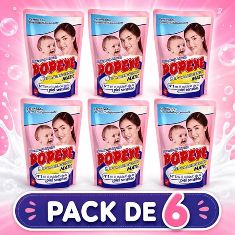 Pack X 6 Detergente Liquido Popeye Hipoalergenico 800 Ml