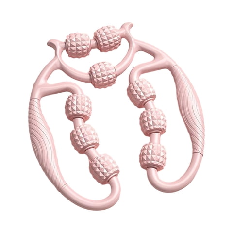 Ioensy - Dispositivo De Tubo De Estufa Con Rodillo Muscular De 9 Ruedas, Masajeador Multiusos Resistente Para Piernas Y Brazos, Color Rosa