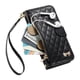 thumbnail image 3 of Funda tipo cartera FOXDOCK para Samsung Galaxy S26, estampado de diamantes, con ranuras para tarjetas, soporte y cremallera - negro, 3 of 6