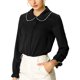 thumbnail image 1 of INSPIRE CHIC Camisas de trabajo con botones y cuello Peter Pan con volantes dulces para mujeres de regreso a clases S Negro, 1 of 8