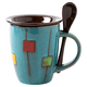 thumbnail image 1 of Juego de tazas de café de 350 ml con platillos y cucharas en el asa, aptas para microondas y lavavajillas., 1 of 5