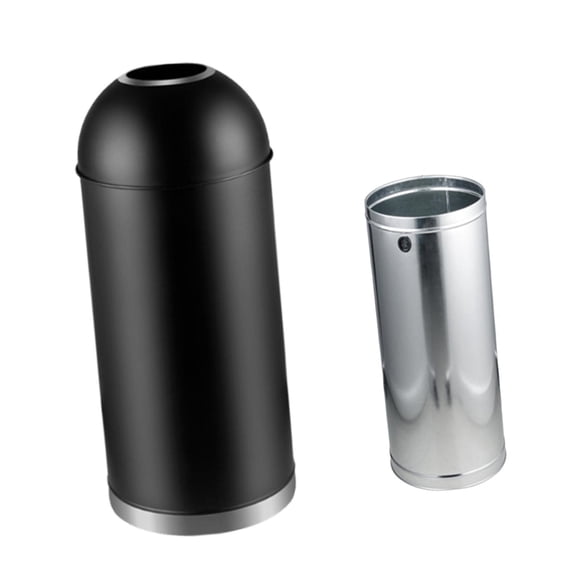 Papelera Comercial De Acero Inoxidable Con Forma De Cúpula Abierta Para Inodoro, Dormitorio, Oficina, 48 L, Color Negro