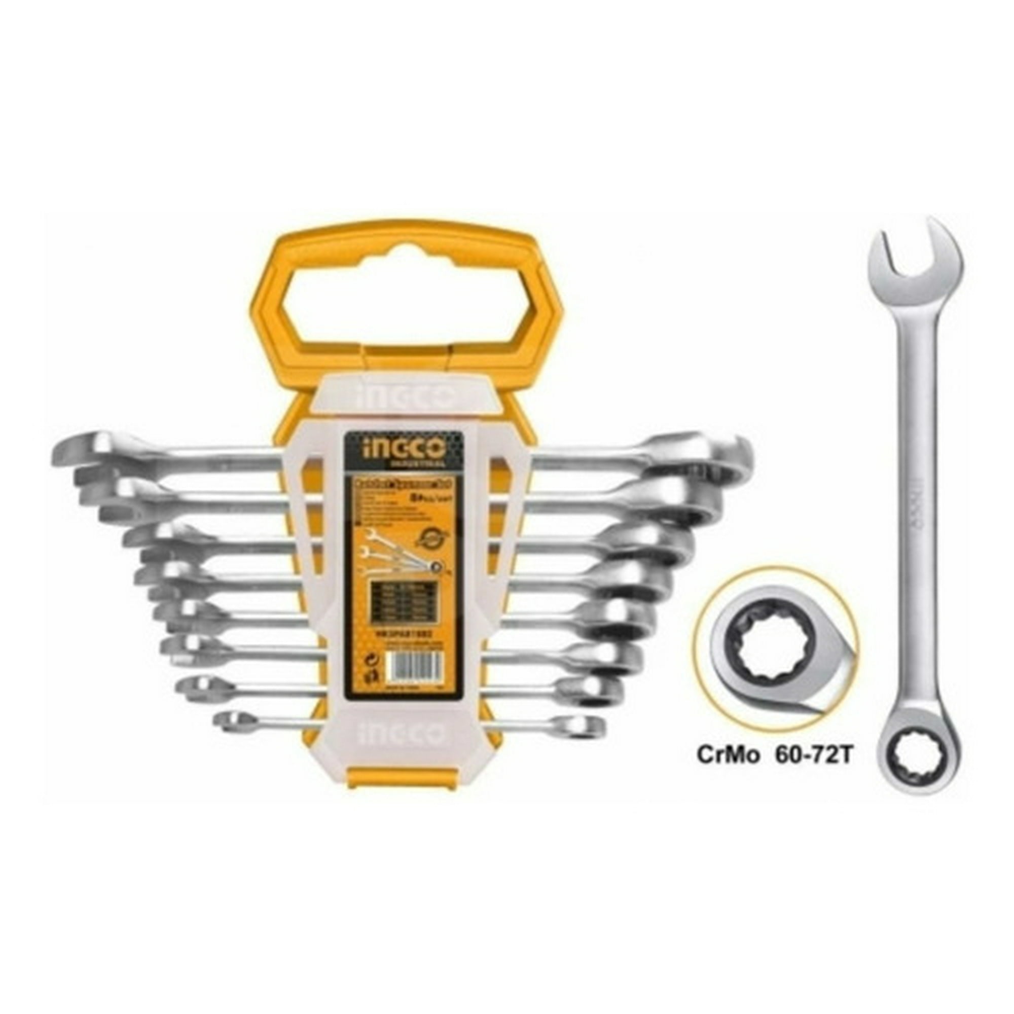 Ingco - Set Llaves Punta/chicharra Industrial 8 Piezas 8-19 Mm