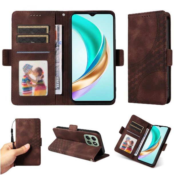 Carcasa FOXDOCK Honor X6C 4G de cuero PU, diseño acolchado clásico, protección contra caídas y rayones