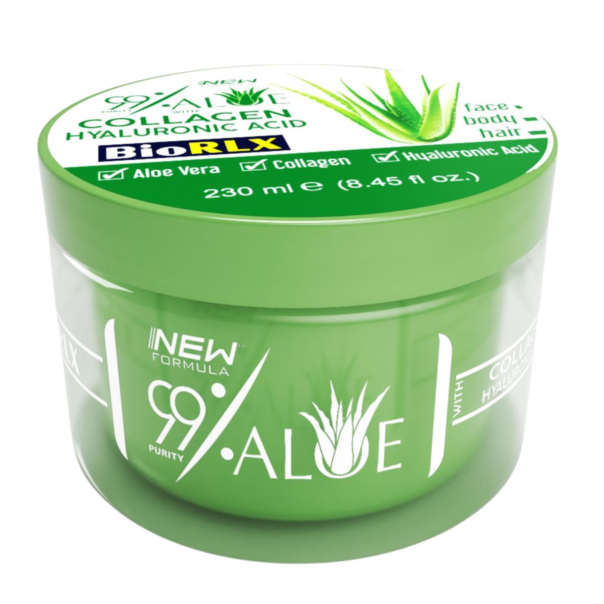 Gel De Aloe Vera Biorlx Para Cuidado De La Piel Al 99% Con Colágeno Y Ácido Hialurónico