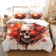 thumbnail image 2 of Juegos de funda nórdica con calaveras - Funda nórdica 3D, juego de ropa de cama gótico para niños y niñas, juego de 3 piezas con cierre de cremallera, microfibra suave., 2 of 3