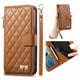 thumbnail image 2 of Funda tipo cartera FOXDOCK para Samsung Galaxy S26, estampado de diamantes, con ranuras para tarjetas, soporte y cremallera - marrón, 2 of 6