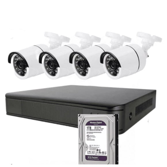 Kit Cctv 4 Cámaras Full HD IP66 + Disco Duro 1 Terabyte