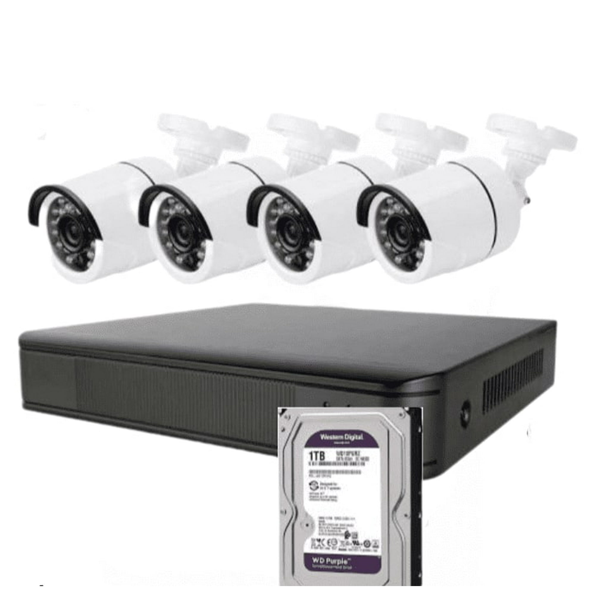 Artihogar - Kit Cctv 4 Cámaras Full Hd Ip66 + Disco Duro 1 Terabyte