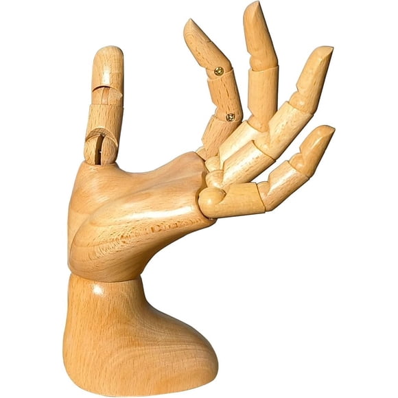 Mano de maniquí articulada de madera Yangjietf, izquierda, femenina