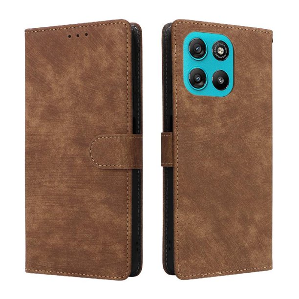 Funda Billetera para Motorola Moto G57/G57 Power con Soporte - Cartera de Cuero con Ranuras Marrón
