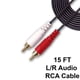 thumbnail image 1 of Cable de audio estéreo compuesto RCA de 2 machos a 2 machos de SatelliteSale, cable universal de PVC negro de 15 pies, 1 of 2