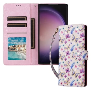 Foxdock Funda Tipo Cartera Floral Para Samsung Galaxy A05S ,Funda Con Tapa De Cuero Pu, Protección Antigolpes Con Ranuras Para Tarjetas Y Soporte