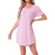 thumbnail image 1 of INSPIRE CHIC Camisón a Rayas Coloridas para Mujer Regreso a Clases Camiseta de Manga Corta Cuello Redondo Vestido Ligero Casual para Dormir XS Rosa, 1 of 6