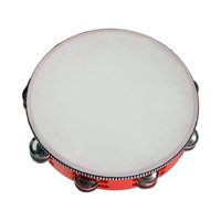 Bothyi - Panderetas De Mano De Madera Percusión De Jingles De Metal Para Adultos De Fiesta De Iglesia 10 Pulgadas Rojo