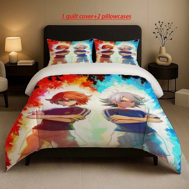 Inazuma Eleven Double Character Illustration Pattern Three-Piece Set Soft And Comfortable Bedding Set Suitable for All Seasons