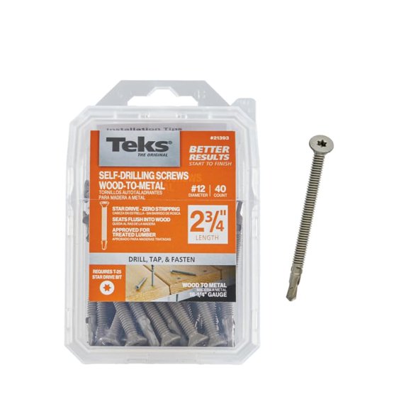 Tornillos TEKS #12 x 7 cm T-25 – 40 uds