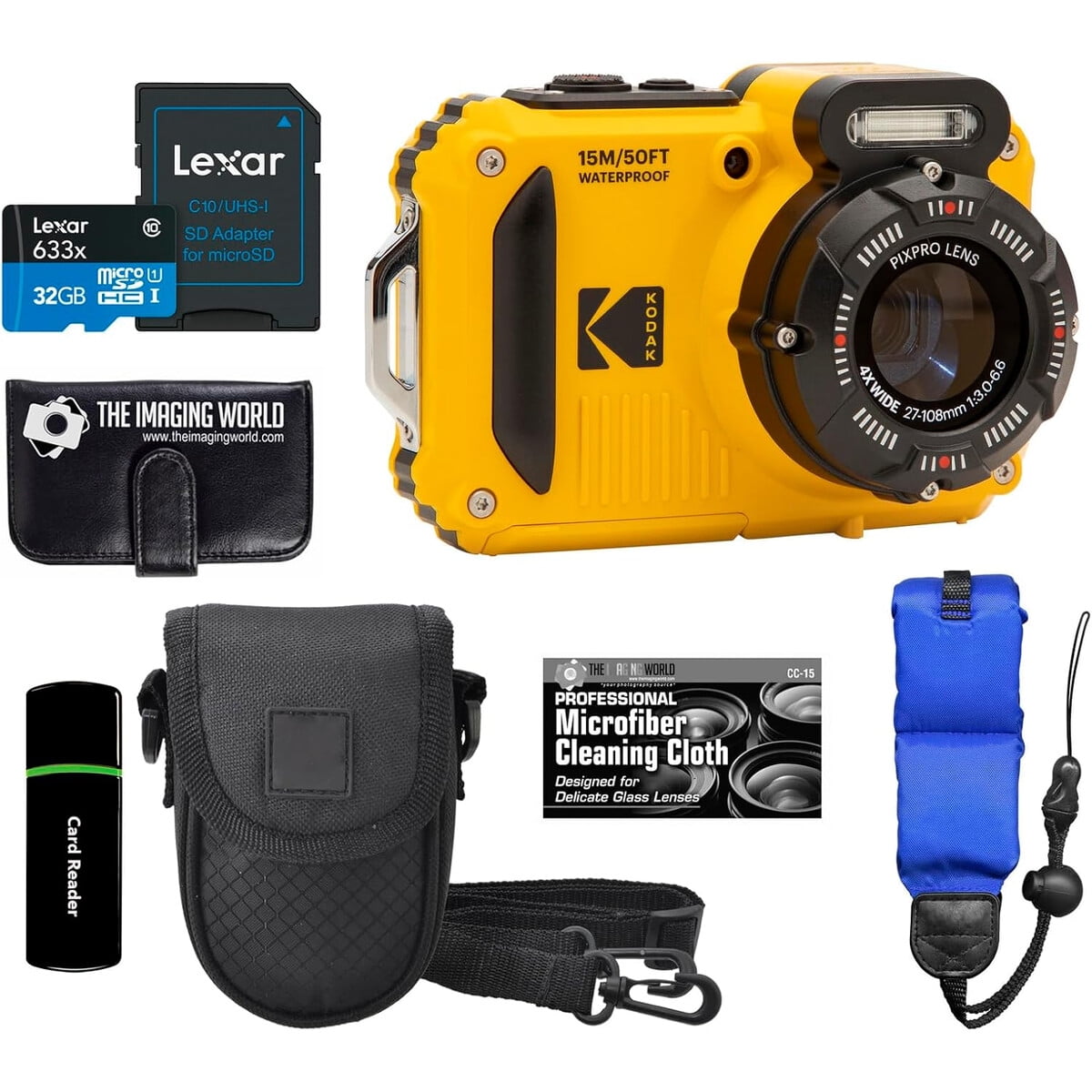 Cámara Acuática KODAK Pixpro WPZ2 | 16MP, Sumergible 15m, Pack Con 2 Baterías Y Tarjeta 16GB, Resistente A Golpes
