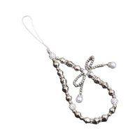 Magideal - Bowknot-Abalorio Para Teléfono, Correa Con Cuentas, Cadena Para Teléfono, Cordón Multiusos Para Decoración De Regalo, Funda Para Teléfono, Cordón Para Plata