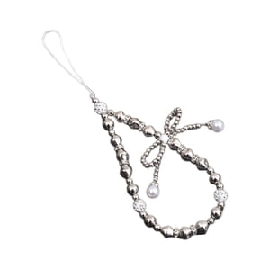 Magideal - Bowknot-Abalorio Para Teléfono, Correa Con Cuentas, Cadena Para Teléfono, Cordón Multiusos Para Decoración De Regalo, Funda Para Teléfono, Cordón Para Plata