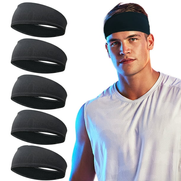 5pcs Sports Headbands For Men: Breathable Mesh Design - Reused & Washed For Running, Yoga & Fitness Workouts