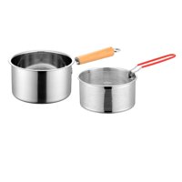 Bothyi - Cacerola Para Leche De 2,5 L, Olla De Leche De Gran Capacidad De Fácil Limpieza Para Hervir, Olla Casera Para Acampar Con Cesta Para Freír