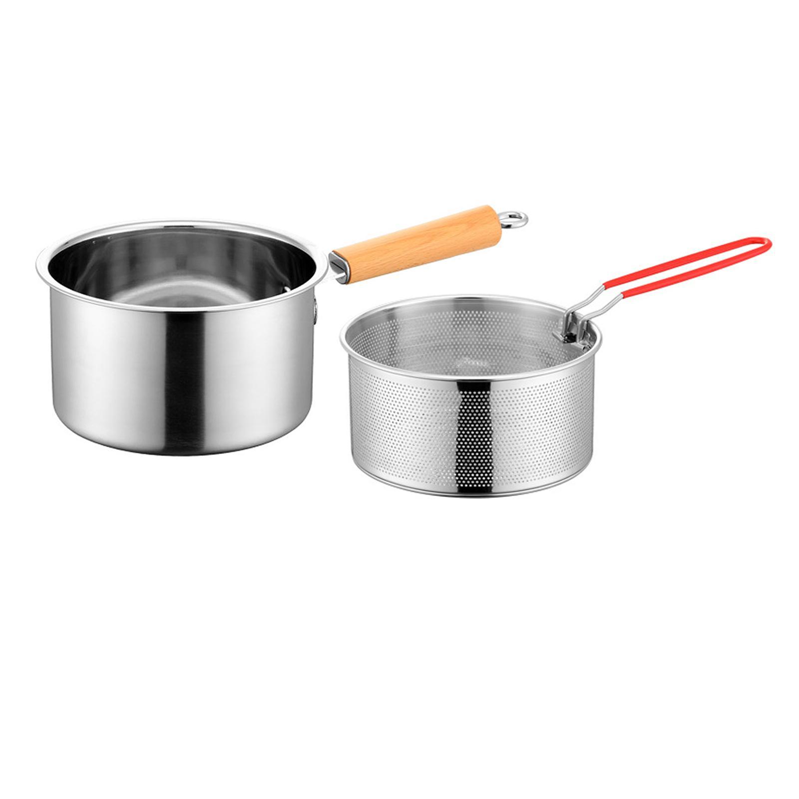 Bothyi - Cacerola Para Leche De 2,5 L, Olla De Leche De Gran Capacidad De Fácil Limpieza Para Hervir, Olla Casera Para Acampar Con Cesta Para Freír