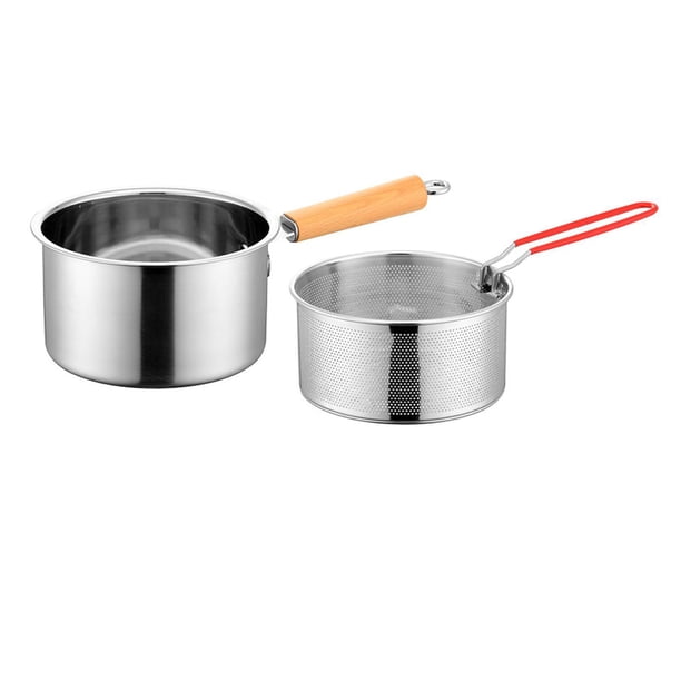 Cacerola Para Leche De 2,5 L, Olla De Leche De Gran Capacidad De Fácil Limpieza Para Hervir, Olla Casera Para Acampar Con Cesta Para Freír