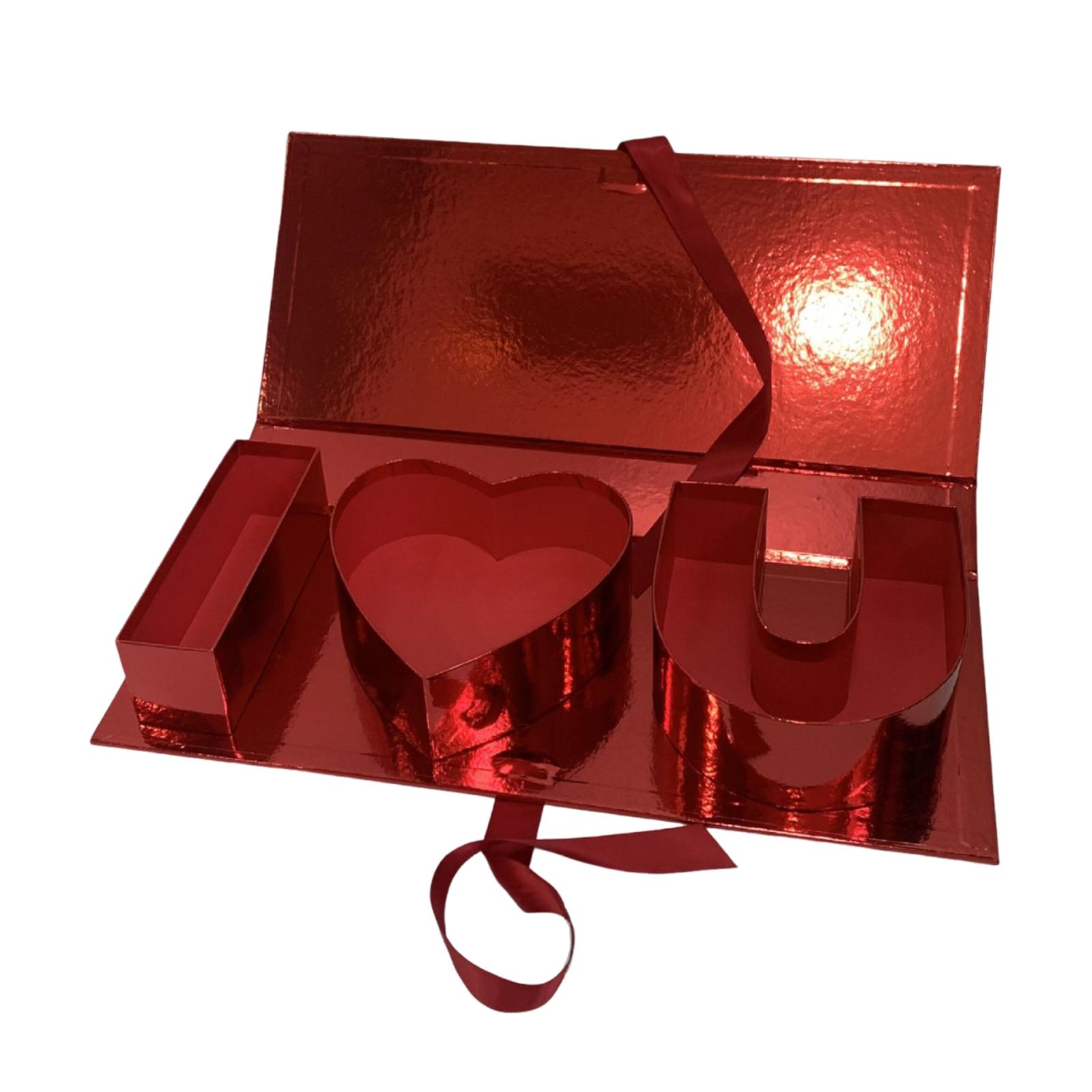 Bothyi - Caja De Regalo De Flores Rellenable Con Texto ""Te Amo"", Cajas De Embalaje Para Cumpleaños, Día De La Madre, Color Rojo