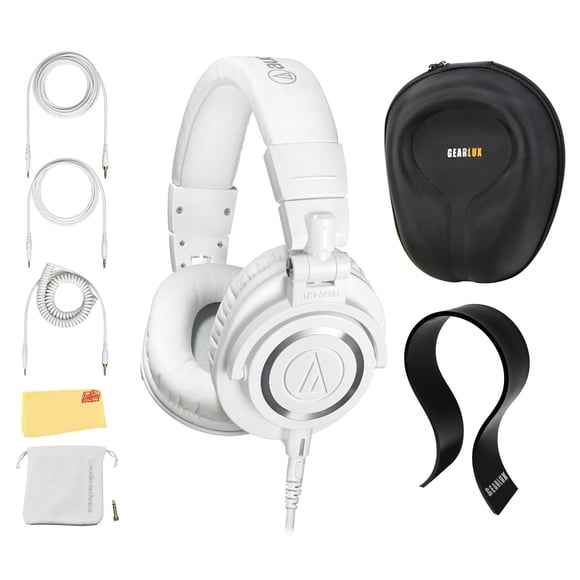 Auriculares Audio-Technica ATH-M50x Professional blancos con acceso.