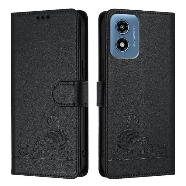 Funda tipo cartera FOXDOCK para Motorola MOTO G 5G 2024 con soporte, ranuras, RFID, diseño de gato