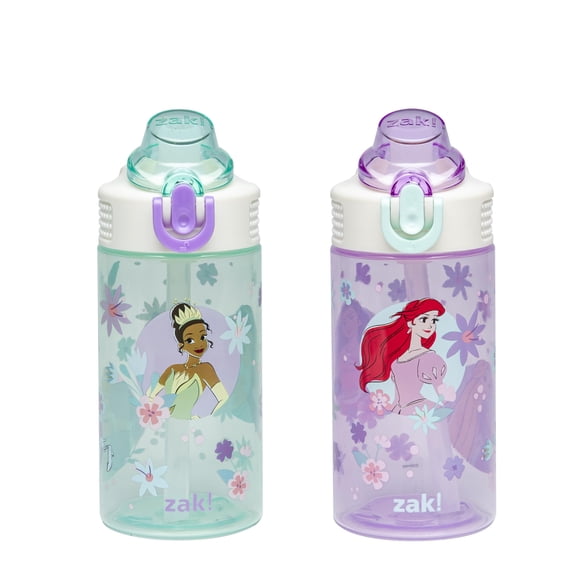 Bottle Zak Designs Kids Disney Princess Pajitas de 475 ml, paquete de 2