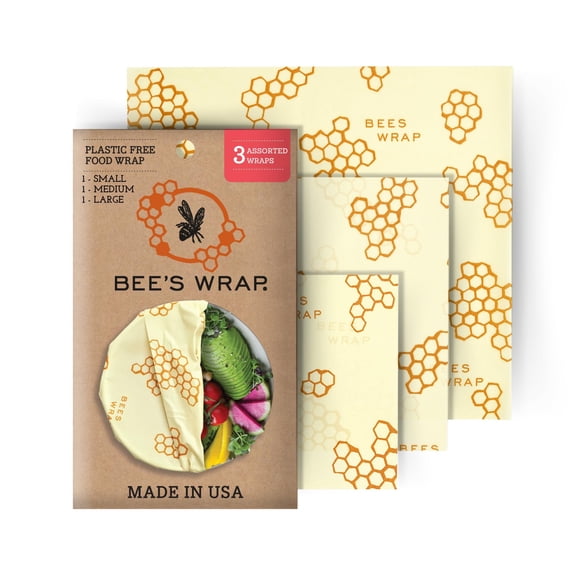 Food Wraps Bee's Wrap, cera de abejas reutilizable, paquete de 3 unidades, EE. UU.