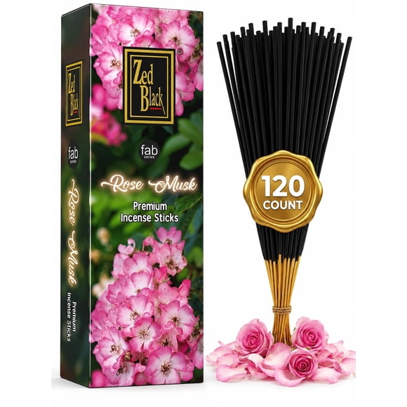 Incienso ZED BLACK Rosa Musk 120 varillas florales