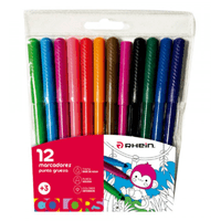 Plumones 12 Colores Punta Gruesa Rhein