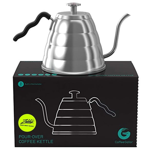 Kettle Coffee Gator Gooseneck de acero inoxidable de 1 litro con termómetro