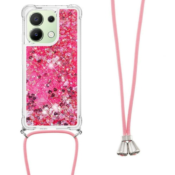 Funda FOXDOCK para Xiaomi Redmi Note 13 4G con Cuerda Ajustable, Brillo Líquido, Protección Antigolpes y Lente – Ideal para Regalo