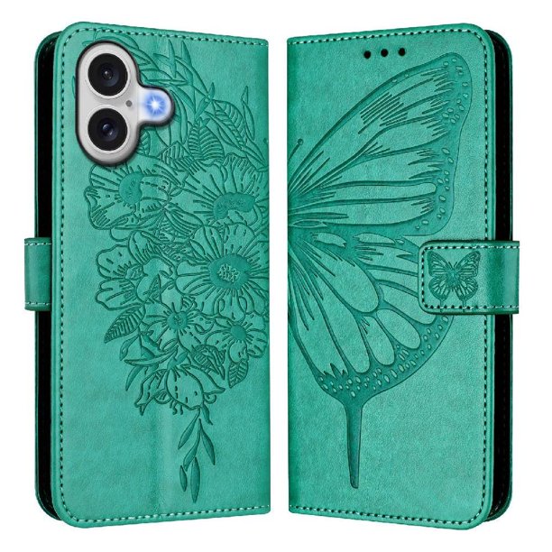 Funda cartera mariposa para iPhone 17 con soporte y ranuras para tarjetas Verde