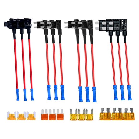 12x Car Add A Circuit Fusible Tap Adapter Set Fácil De Instalar Para GPS
