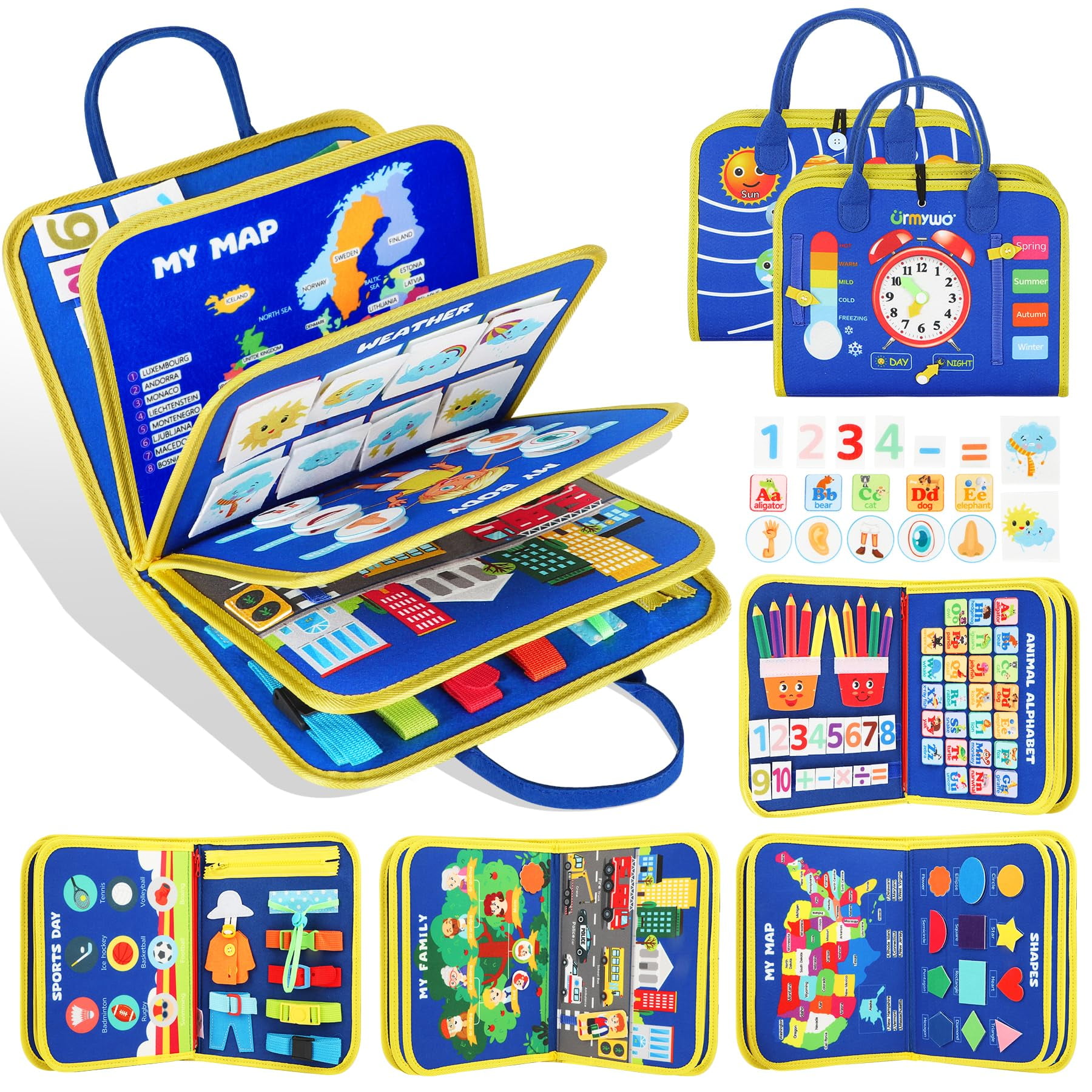 Juguetes Montessori Urmywo De Busy Board Para Niños De 1 A 4 Años Con 12 Actividades