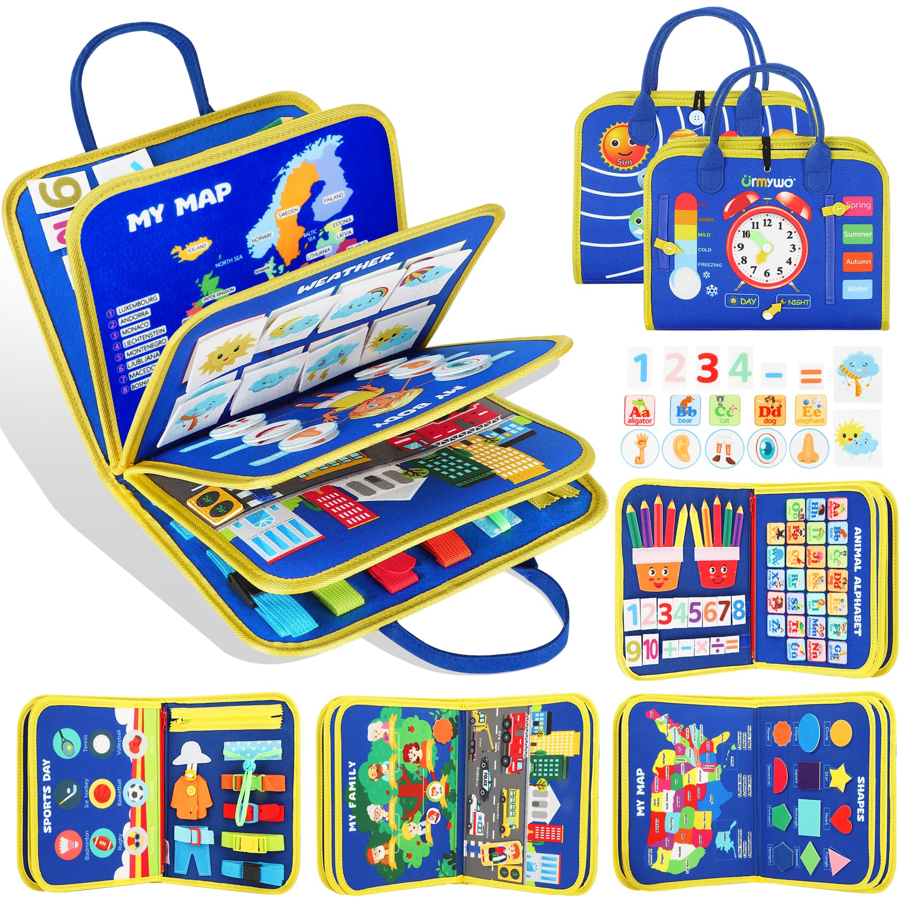 Juguete Montessori Urmywo Busy Board 12 Actividades 1 A 4 Años