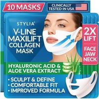 Mascarilla Facial Stylia Maxilift V-Line Lifting Con Colágeno, 10 Unidades